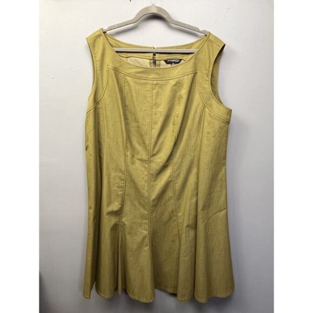 Sharagano Sleeveless Dress Womens Plus size 24W Green Stretch Midi Office